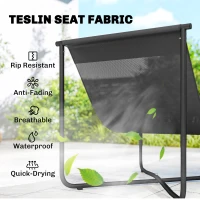 Outsunny Fotel Wypoczynkowy Ogrodowy Ergonomiczny z Przyjazną dla Skóry Poduszką Szerokim Siedziskiem Stalową Konstrukcją Ciemnoszary(m-6)