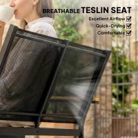 Outsunny Zestaw mebli ogrodowych Metalowy zestaw wypoczynkowy dla 4 osób z kanapą, fotelami i stolikiem 110x63,5x84 cm, czarny(m-5)