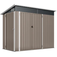 Outsunny Abri de jardin en métal cabane jardin extérieure triple porte verrouillable toit incliné aérations 234x132x185cm gris(m-12)