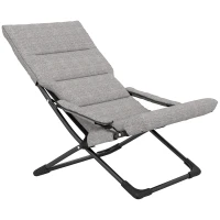 Outsunny Chaise pliante extérieur, chaise pliante camping avec coussin épais rembourré et accoudoir, gris(m-11)
