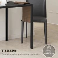 HOMCOM Modern Square Dining Table for 2-4 People, with Glass Top & Metal Legs, Black(m-5)