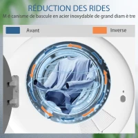 HOMCOM Sèche-linge à évacuation portable 4 Kg, sèche-linge électrique 800 W, tambour réversible en acier inoxydable, blanc(m-6)