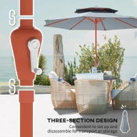 Outsunny 2.7 m Garden Parasol with Double Top Outdoor Market Table Umbrella with Crank System, Light Grey(m-6)