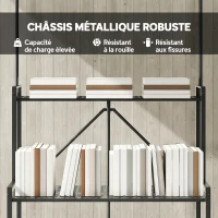 Outsunny Support pour Plantes à 3 Niveaux avec Roulettes, Étagère à Fleurs Pliable en Métal avec 4 Crochets, 84x40,5x174cm, Noir(m-8)