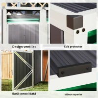Outsunny Acoperitor pentru Tomberoane de Exterior cu 2 Compartimente, Capac Rabatabil 180°, din Oțel Galvanizat, pentru Grădină sau Patio, 146x81x122 cm, Gri Închis(m-5)