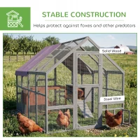 PawHut Kurnik, dom dla kur, buda dla kur, wejście, odporny na warunki pogodowe, 280 x 185,5 x 188 cm, Szary(m-7)