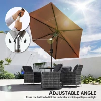 Outsunny 2.6 m Garden Parasol Umbrella with Aluminium Pole, Outdoor Patio Umbrella with Tilt and Crank, Vent, Coffee(m-5)