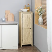 HOMCOM Armoire de Rangement sur Pieds, Meuble Colonne pour Cusine, Salle de bain, Style Classique avec 3 étagères réglables(m-10)