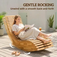 Outsunny Ligstoel van acaciahout inklapbaar ergonomisch tuinligstoel met S-vorm lattenontwerp 60 x 156 x 77 cm(m-7)