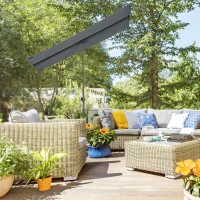 Outsunny Parasol de jardin inclinable auvent plat hauteur réglable polyester Anti-UV dim. 180L x 130l x 115-205H cm gris foncé(m-10)