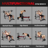 SPORTNOW Adjustable Weight Bench with Squat Rack and Dip Stand(m-4)