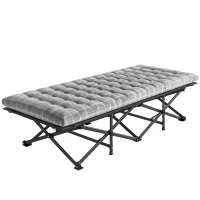 Outsunny Camping Cot with Soft Pad, 80cm Extra Wide Folding Cots with Side Pocket and Carry Bag, Grey(m-11)