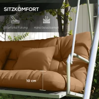 Outsunny 4er-Set Sitzkissen, 150x50 cm wasserabweisend Stuhlkissen mit Bindebänder, 10cm dick Bräune(m-6)