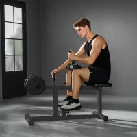 HOMCOM Presse à mollets - poste cuisses et mollets - banc de musculation réglable acier renforcé noir(m-10)