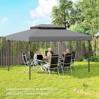 Outsunny Toldo de Substituição para Pérgola 400x300 cm com Duplo Teto e 8 Orifícios de Drenagem Cinza Claro(m-9)