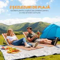 Outsunny Set 2 Șezlonguri Pliabile Portabile pentru Plajă, Spătar Reglabil, Portocaliu.(m-5)