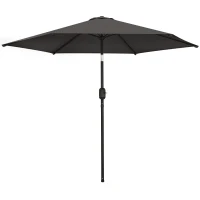 Outsunny 2.6 m Garden Parasol Umbrella with Aluminium Pole, Outdoor Patio Umbrella with Tilt and Crank, Vent, Black(m-11)