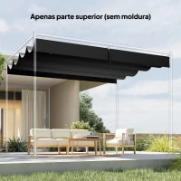 Outsunny Toldo de Reposição Retrátil 3,92x3,5 m para Estrutura de 4x3 m Apenas Cobertura de Tecido para Jardim com 8 Orifícios Cinzento(m-8)
