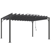 Outsunny Pérgola de Jardín 3x4 m con Protección UPF 50+ Gazebo con Techo Ajustable Estructura de Aluminio para Exterior Gris