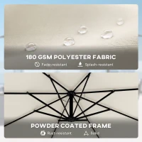 Outsunny Parasol ogrodowy Ø300 cm z mechanizmem korbowym, podstawą krzyżową i pokrowcem, kremowy(m-6)