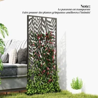 Outsunny Panneau Brise Vue décoratif Extérieur, Claustra Décoratif Jardin à motif découpé en feuilles, 130 x 65 cm, Noir(m-9)