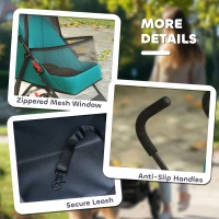 PawHut Dog Stroller, Foldable Cat Dog Pram for Miniature Breeds, Pet Stroller with Brake, Mesh Windows, Dark Green(m-7)