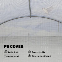 Outsunny Seră tunel cu 2 bare de susținere, 2 uși rulante și ferestre cu plasă, învelitoare din PE anti-UV, alb(m-9)