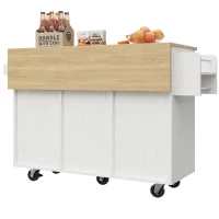 Kücheninsel mit klappbarer Tischplatte, Speisewagen mit Snackregalen und Stretchfunktionsschränken, 134,5 x 46/74 x 90,5 cm, Weiß(m-9)