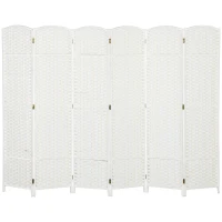 HOMCOM Paravent interieur en bois 6 panneaux 240 x 170 cm séparateur de pièce pliable pour salon, chambre à coucher, naturel(m-1)