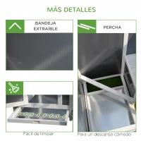 PawHut Gallinero Exterior Madera con Corredor Techo Abatible y Bandeja Extraíble Jaula para Gallinas Animales Pequeños Pollo 160x75x80cm(m-7)