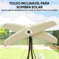 Outsunny Baloiço de Jardim Exterior de 3 Lugares com Toldo Ajustável e Estrutura de Aço 202x115x168 cm Bege(m-5)