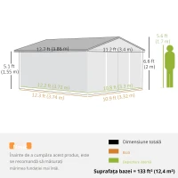 Outsunny Șopron unelte grădină, rezistent la intemperii, feronerie de ventilație, uși glisante, Oțel, Maro(m-3)