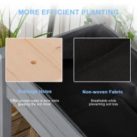 Outsunny Raised Bed for Garden, Wooden Elevated Planter Box with Bed Liner, for Flower Vegetable Herb, Dark Grey(m-7)