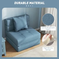 HOMCOM Fotel-łóżko, fotel relaksacyjny, łóżko dla gości, zdejmowany pokrowiec, 70 cm x 70 cm x 61 cm, ciemnoniebieski(m-5)