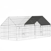 PawHut Rabbit Run with Protective Cover for  Small Animals, Chickens, Guinea Pigs, Tortoises, 180 x 75 x 75 cm, Black(m-11)