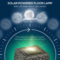 Outsunny Solarna lampa stojąca Rattan Solarna latarnia z czujnikiem światła Automatyczna LED w stylu boho IP44 Wodoodporna(m-5)