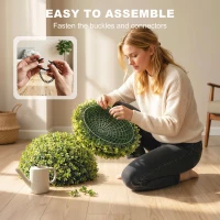 HOMCOM 52 cm Kunstmatige Eucalyptusballen in Set van 2, UV-bestendige Decoratieve Planten met 1086 Bladeren voor Binnen en Buiten(m-7)