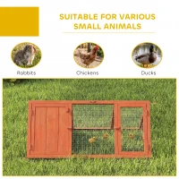 PawHut Rabbit Hutch, Wooden Guinea Pig Hutch with Run and Doors, Outdoor Triangle Bunny House for Rabbits,Duck and Chicken(m-7)