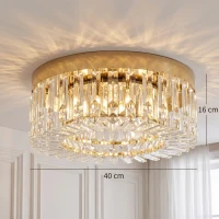 HOMCOM Crystal Chandeliers with 160 Crystal Pendants, 6-Light Ceiling Light for Living Room, Bedroom Dining Room, Gold Tone(m-3)