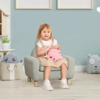 HOMCOM Fauteuil pour enfant canapé chaise enfant design scandinave grand confort avec oreille de chat piètement bois et tissu dim. 61l x 42P x 53H cm gris(m-10)