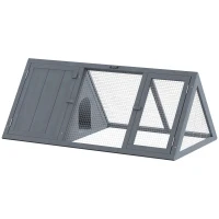 PawHut Rabbit Hutch, Wooden Guinea Pig Hutch with Run and Doors, Outdoor Triangle Bunny House for Rabbits,Duck and Chicken(m-1)