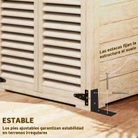 Outsunny Caseta de Jardín de Madera 75x50x118 cm Armario para Almacenaje de Herramientas con 2 Estantes y 2 Puertas Natural(m-6)