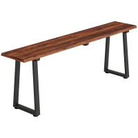 Outsunny Panca da giardino 2 posti in legno con gambe in acciaio, 150x28x48 cm, Marrone(m-8)