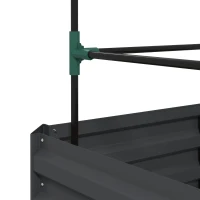 Outsunny Podwyższona Grządka z Kratką, Donica z Podporą, Otwarte Dno, Odporna na Warunki Atmosferyczne, 61 cm x 61 cm x 140 cm, Ciemnoszary(m-9)