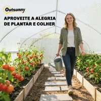 Outsunny Estufa Tipo Túnel 6x3x2 m com Anti-UV e Porta de Enrolar com Fecho de Correr Paredes Laterais com Rede Branco(m-8)