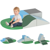 HOMCOM Parcours motricité bébé 6PCS, module motricité bébé en mousse EPE avec housse en revêtement synthétique, blocs mousse de construction, jouets éducatifs enfants d'âge préscolaire, multicolore(m-1)