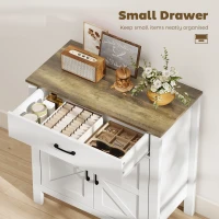 HOMCOM Komoda bufet w stylu wiejskim, szafka kuchenna z przesuwnymi drzwiami i regulowaną półką, biała(m-4)