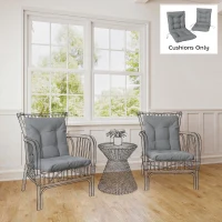 Outsunny Poduszki ogrodowe z oparciem i paskami, wodoodporne poduszki do wnętrz i na zewnątrz, jasnoszary(m-7)