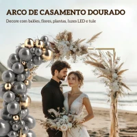 Outsunny Arco de Jardim para Rosas em Metal Arco de Casamento Resistente às Intempéries para Decoração de Pátio 200x40x200 cm Dourado(m-4)