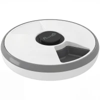 PawHut Dispensador de comida, alimentador automático inalámbrico con temporizador hasta 6 comidas, pantalla LED, pack refrigerante Gris(m-6)